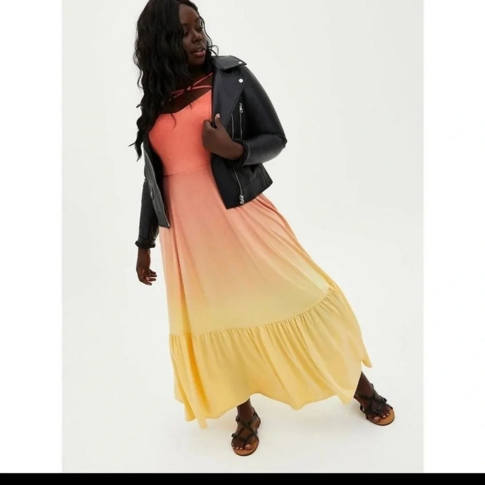 Orange and Yellow Tiered Ruffled Sundress - Picture 5 of 5